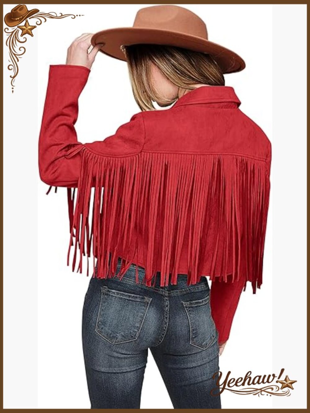 Fringe Faux Suede Leather Motorcycle Cropped Coat Jacket - Picture 1 of 7